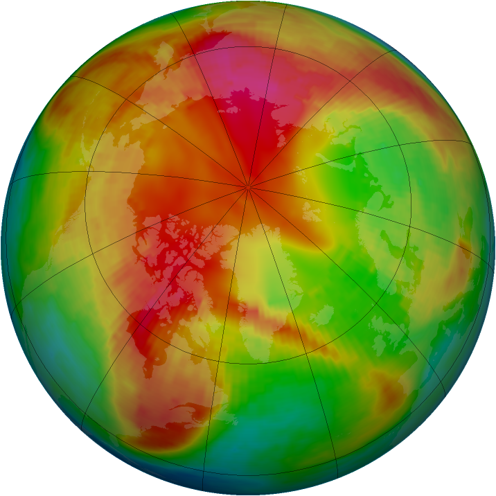 Arctic ozone map for 16 February 1991